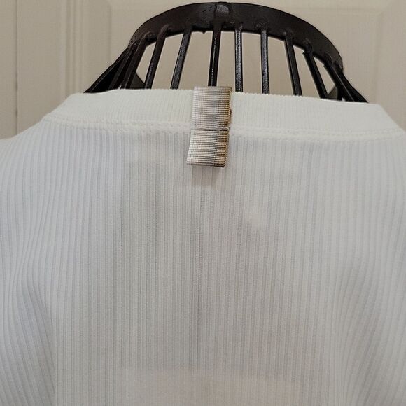 DIANE VON FURSTENBERG White Ribbed Crewneck Tee Size Large NWT - Picture 4 of 9